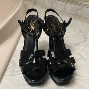 Saint Laurent tribute platform heels in patent leather